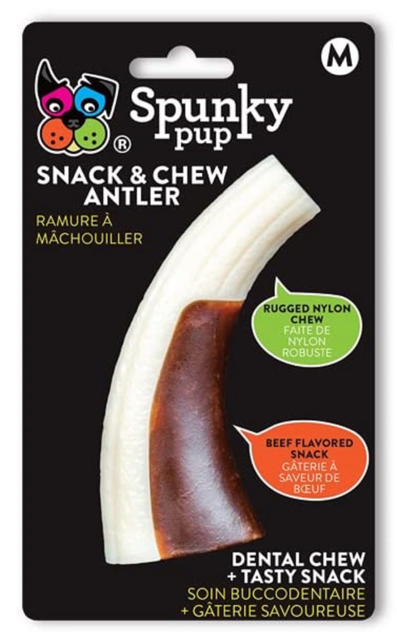 Spunky Pup Snack & Chew Antler Toy | Promotes Healthy Teeth & Gums | Medium - Image 1
